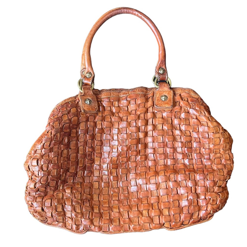 Langellotti Leather Woven Handbag Shoulder Bag
